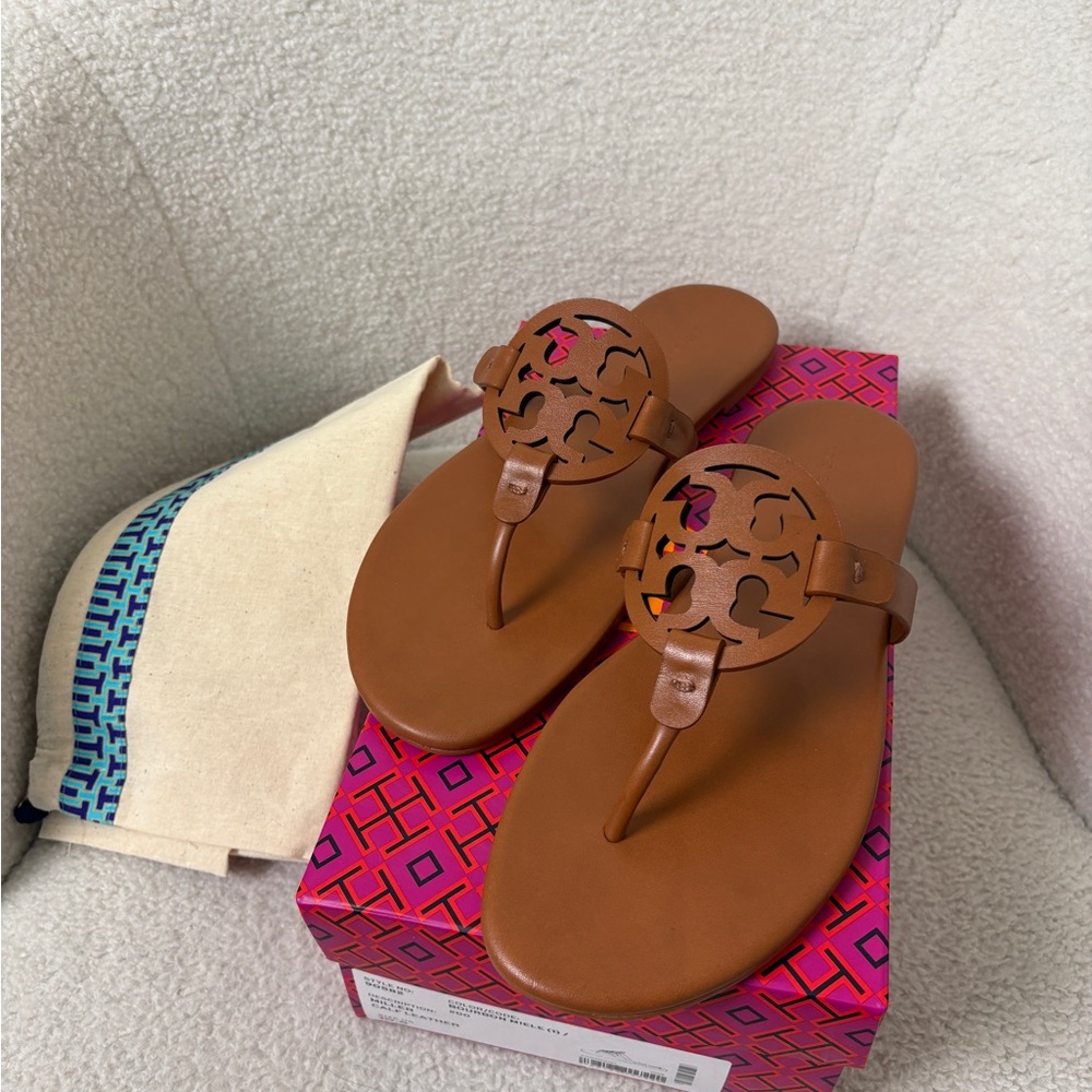 Tory Burch Tan Leather Sandals Size 10.5 - Picture 2 of 5